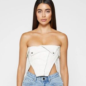 Vegan Leather Biker Corset - White